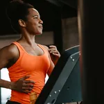 Woman yogging on treadmill