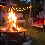 Late evening campfire at a beatiful canadian chalet