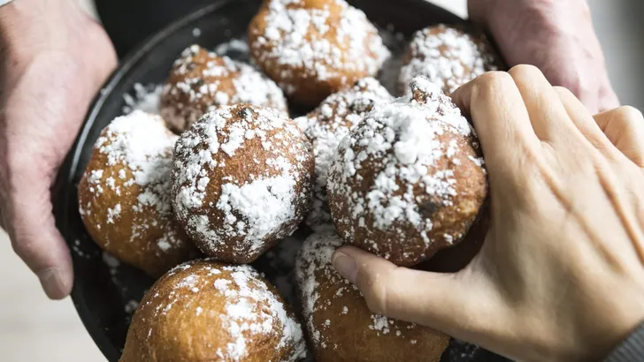 oliebollen, oil dumpling or fritter. traditional treat for Dutch New Year's Eve