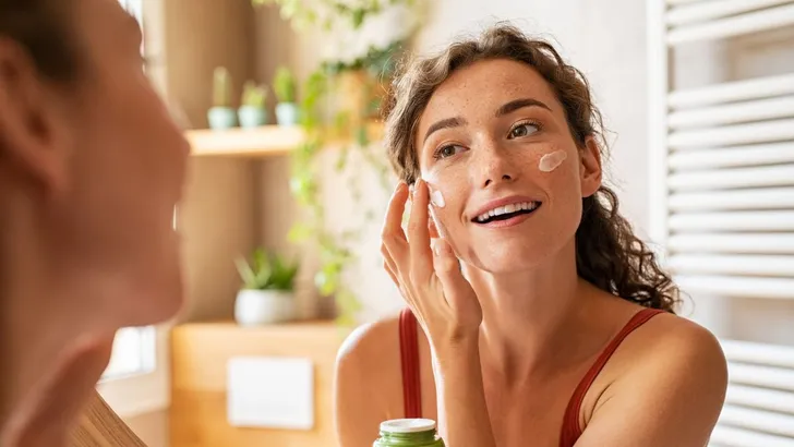 Vrouw doet haar skincare.