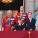 Foto van royals op het balkon van Buckingham Palace tijdens Trooping the Colour 2025 met o.a. prinses Kate en prins William.