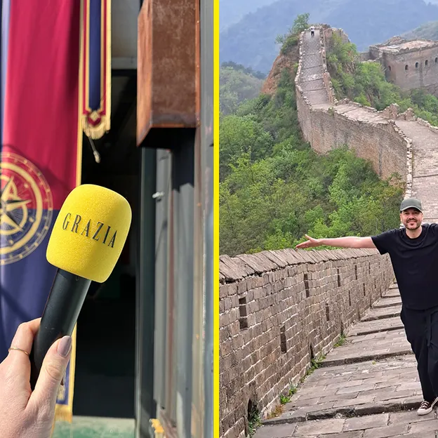 Grazia microfoon bij De Verraders en Melvin op de Chinese Muur - diary