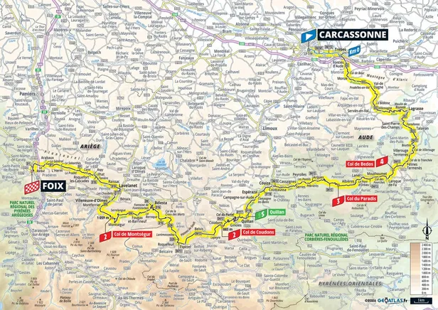 Map parcours etappe 4 Tour de France 2026