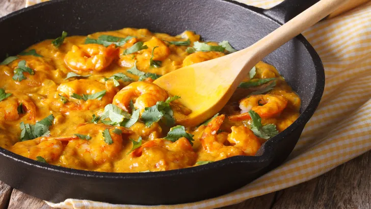 Curry met garnalen