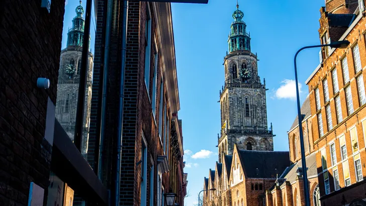 Beautiful view of the Martinikerk tower in Groningen, Netherlands