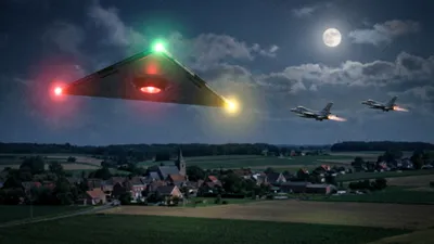 AI-gegenereerd beeld van de Belgische ufogolf (ter illustratie)
