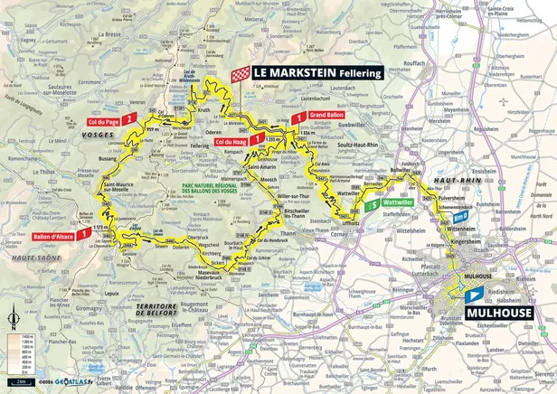 Map parcours etappe 14 Tour de France 2026
