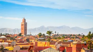 Panoramic view of Marrakesh and old medina, Morocco