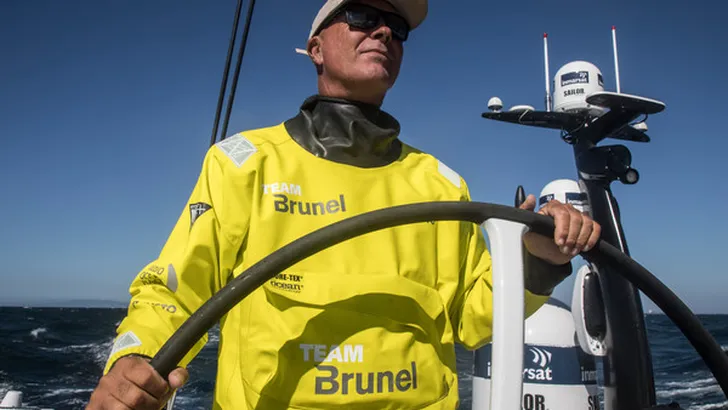 Lisbon training, Bouwe on the helm. Photo by Rich Edwards/Volvo Ocean Race. 13 September, 2017
