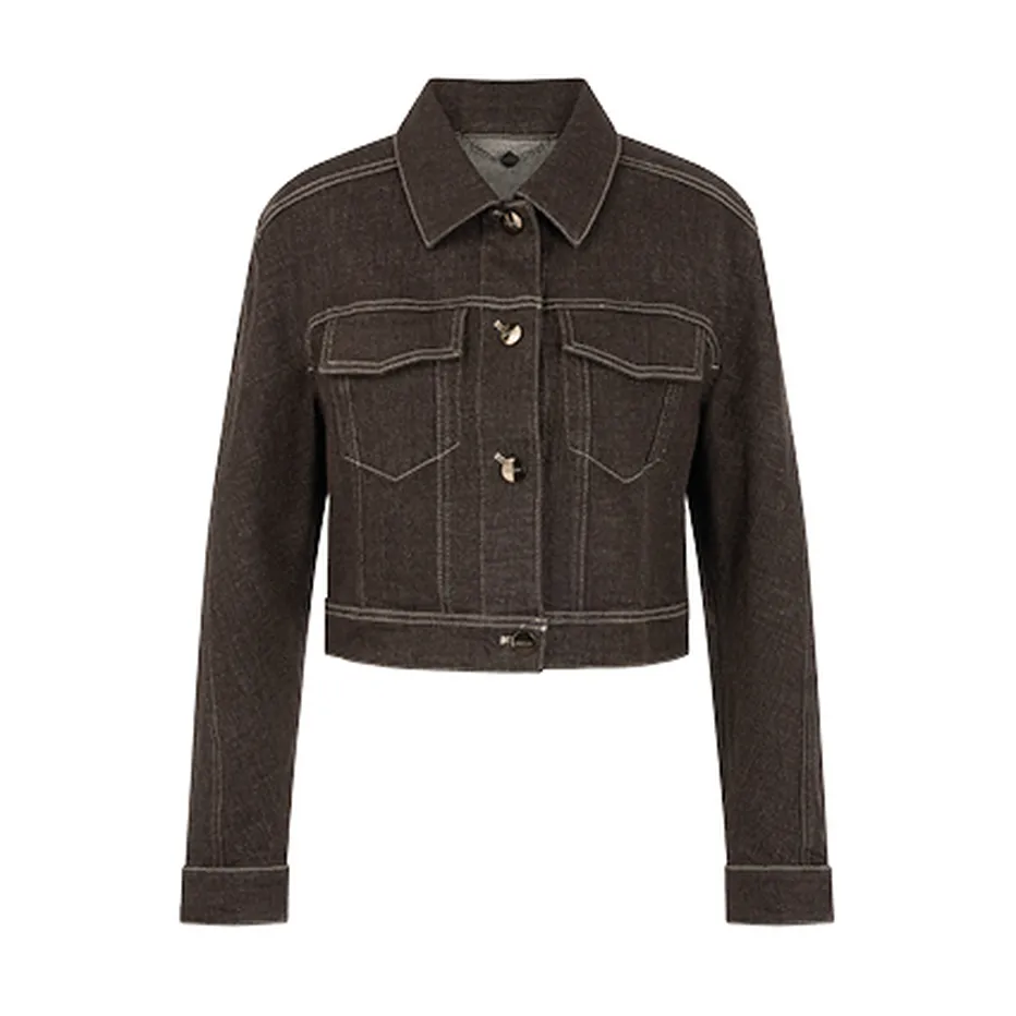 Spijkerjasje in seal brown - €359