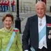 Eerste beelden serie over romance Harald en Sonja – Foto van koning Harald en koningin Sonja in galakledij, juni 2023.