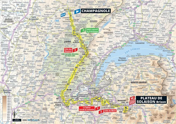 Map parcours etappe 15 Tour de France 2026