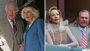 Tweeluik foto's met links koning Charles en Camilla en rechts prins Carlo en Camilla van Bourbon-Sicilië