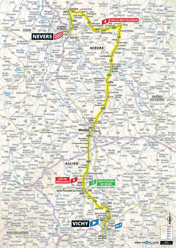 Map parcours etappe 11 Tour de France 2026