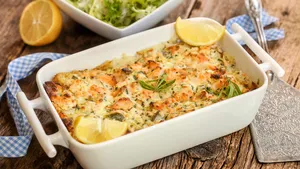 Aardappelgratin met zalm