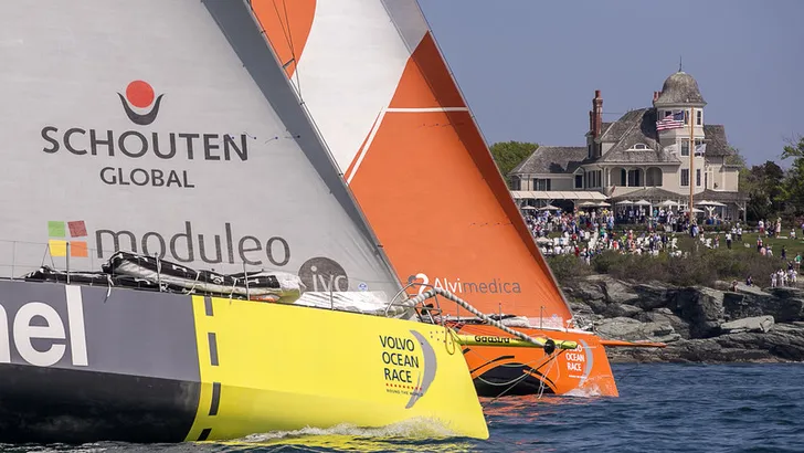May 17, 2015. Start of the Volvo Ocean Race Leg 7 to Lisbon from Newport. Team Brunel and Team Alvi…