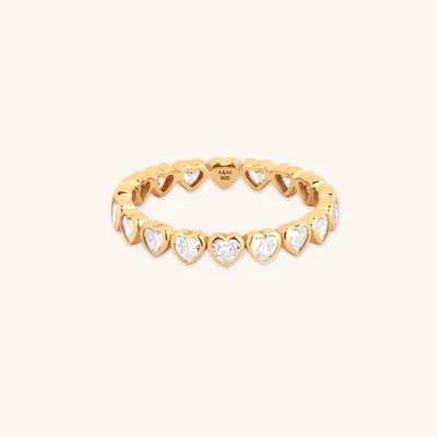 Heart bezel band ring in goud
