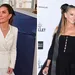Tweeluik foto's met links prinses Kate en rechts Sarah Jessica Parker, die allebei strikken in het haar dragen.