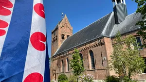 Frisian flag at the St Peter's Church in Grou