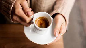 Coffee Cup, Lady's hands holding Coffee Cup, Woman holding a white mug, Espresso in white cup