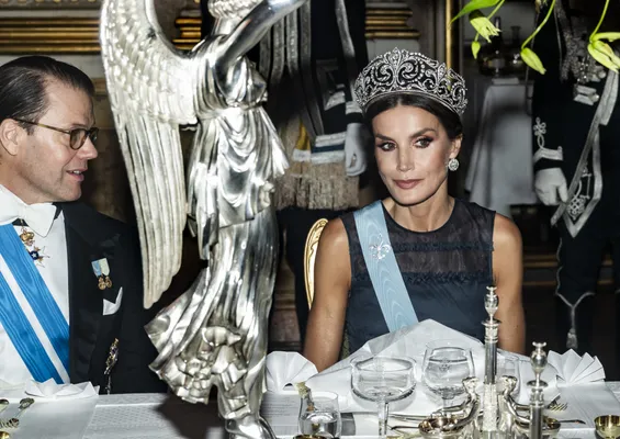 Letizia bij state visit dinner in 2021