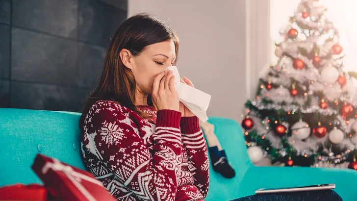 vrouw griep kerst