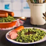 Dutch food: kale with smoked sausage or 'Boerenkool met worst'