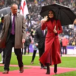 Prinses Catherine: regen, rugby en rood!