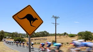 waarschuwingsbord voor kangeroes in de tour down under