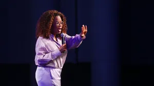  Oprah Winfrey speaks onstage during the 2023 ESSENCE Festival 