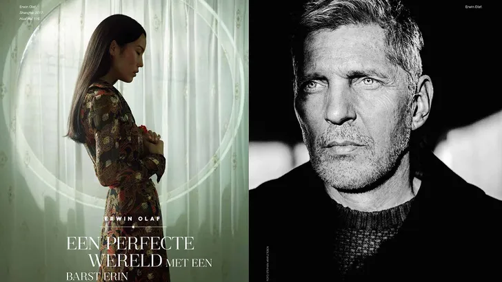 Portret van Erwin Olaf die geëerd wordt met een dubbeltentoonstelling in Den Haag