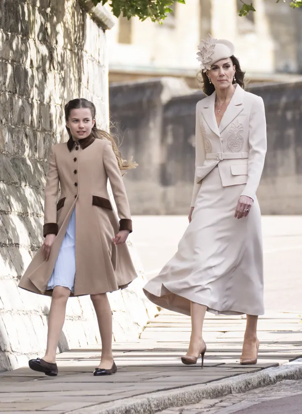 Prinses Kate en prinses Charlotte bij de Easter Matins Service, 2026.