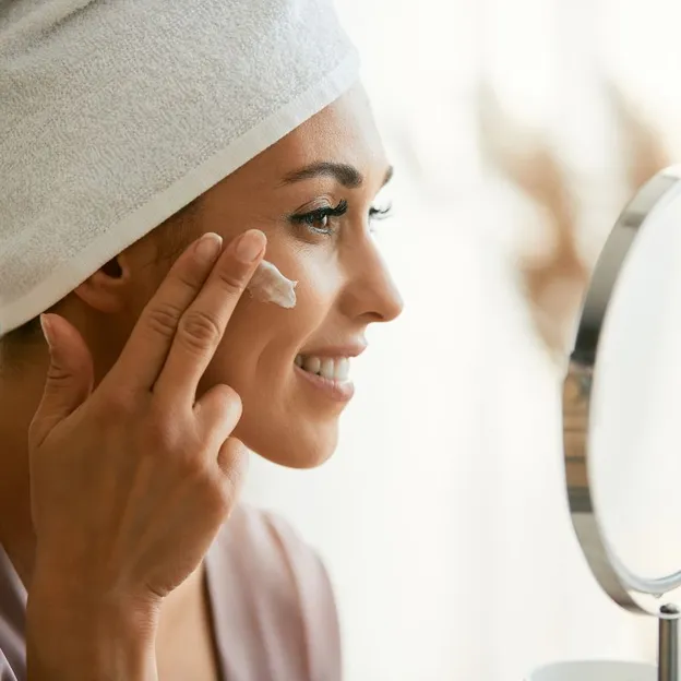Vrouw bezig met haar skincare.
