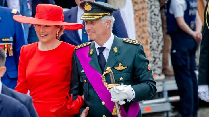 King Filip and Queen Mathilde at the Te Deum, Princess Elisabeth, Prince Emmanuel, Prince Gabriel, Princess Eleonore, King Albert, Queen Paola at the National Day of Belgium and the 10 year jubilee of King Filip