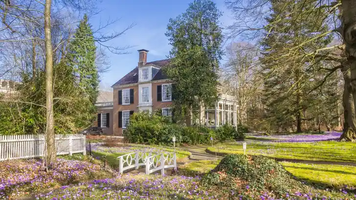 Garden of the Overcingel mansion in spring in Assen, Netherlands