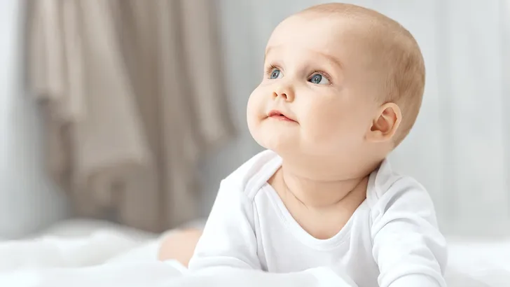 Portrait of a crawling baby
