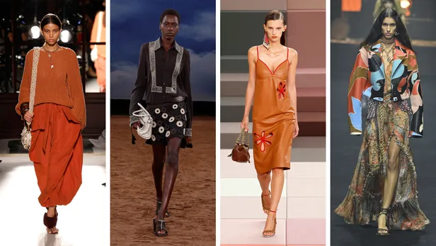 Balmain, Burberry, Fendi, Etro: ook de grote modehuizen weten dat bruine sandalen een must zijn voor SS26. (Beeld: Catwalkpix)