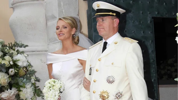Prinses Charlene en prins Albert op hun bruiloft