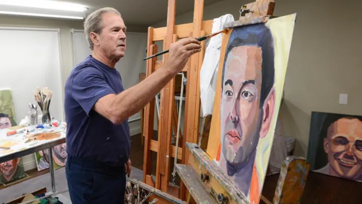 Voormalig president Bush schildert voor het goede doel (en zeker niet onverdienstelijk)