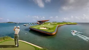 Drijvende golfbaan dobbert de toekomst in