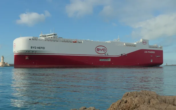 BYD-autoschip Hefei vaart voor de Europese kust