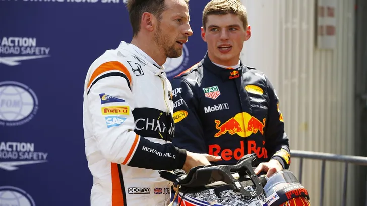 Jenson Button en Max Verstappen