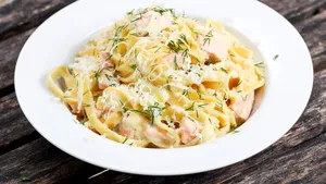 Pasta met zalm