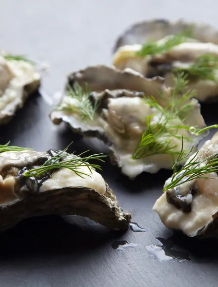 Oesters met bloemkoolcrème