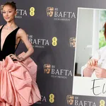 Column Ella Vermeulen over Ozempic Chic – Samengesteld beeld met foto van Ariana Grande bij Bafta Film Awards en portretfoto van columnist Ella Vermeulen op voorgrond