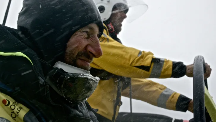 November 3, 2014. Leg 1 onboard Team Brunel. Jens Dolmer and Gerd-Jan Poortman on watch