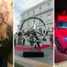 Drieluik foto's van bezoek aan Mercedes-Benz evenement in Rome.