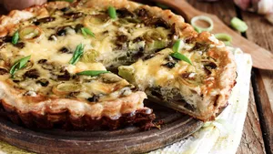 quiche met champignons en nagelkaas