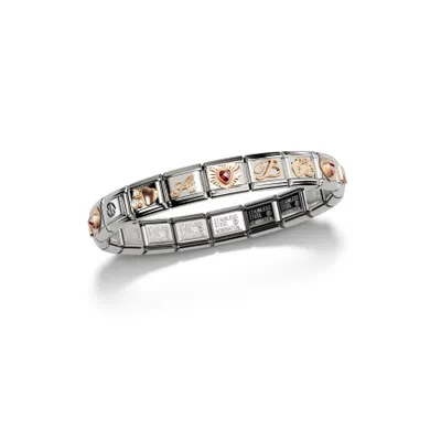 Nomination-armband zilver met goud en rood