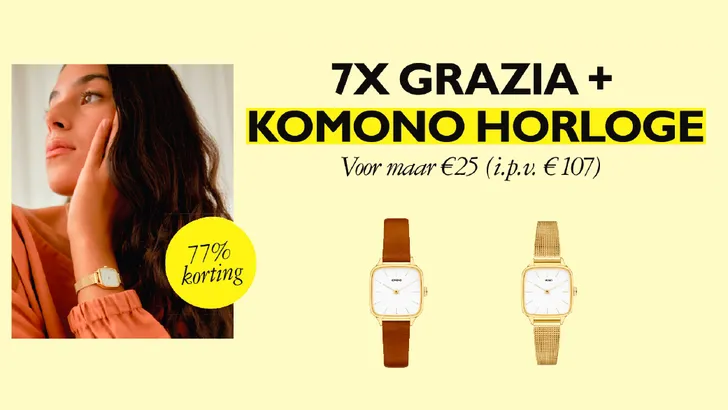 Ontvang nu 7x Grazia + Komono horloge voor maar €25 (i.p.v. €107)